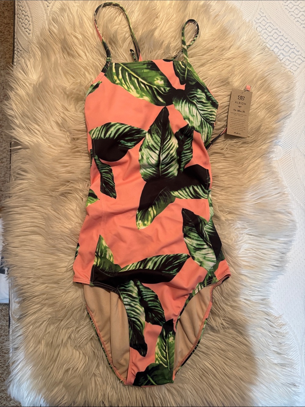 BRAND NEW NEVER WORN WITH TAGS Albion Fit Coral Tropical Leaf One-Piece Swimsuit